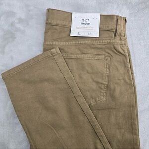 NWT Flint And Tinder 365 Chino Pants Tapered Fit Men’s Size 34x32 Duck Brown